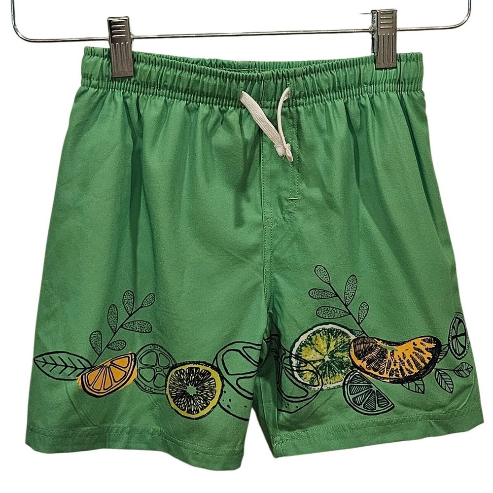 Banana‎ Boat Kids Boys Swim Trunks Size 5/6 Green Citrus Print UPF50+ Shorts
